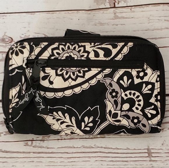 Vera Bradley Midnight Paisley print turn lock wallet black and white - Picture 2 of 9